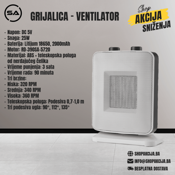 Grijalica sa ventilatorom 1500W - KD3033 - Image 1